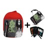 PACK MOCHILA ROJA Y ESTUCHE one piece brook fantasma pirata musico mugiwara material escolar