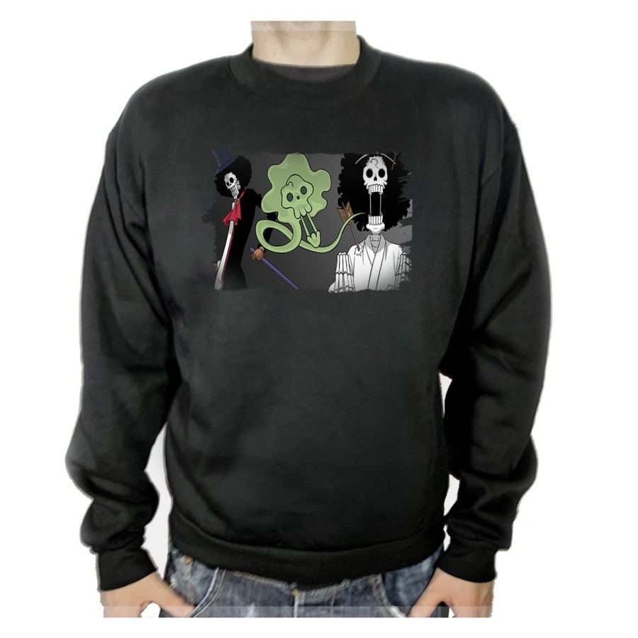 SUDADERA NEGRA one piece brook fantasma pirata musico mugiwara adulto poliester algodón personalizada