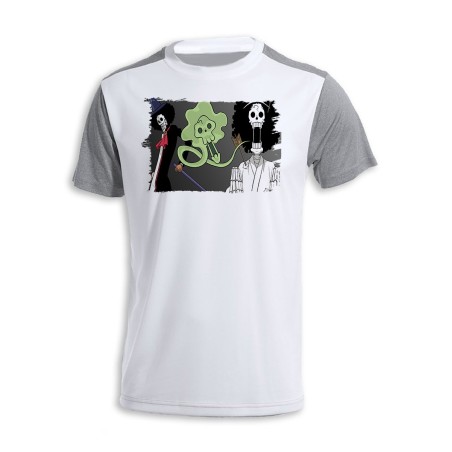 CAMISETA DISEÑO BICOLOR one piece brook fantasma pirata musico mugiwara personalizada