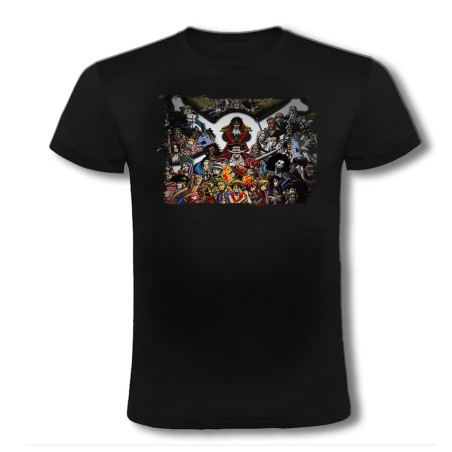 CAMISETA NEGRA one piece todos gold d roger rey pirata piratas moda verano personalizada