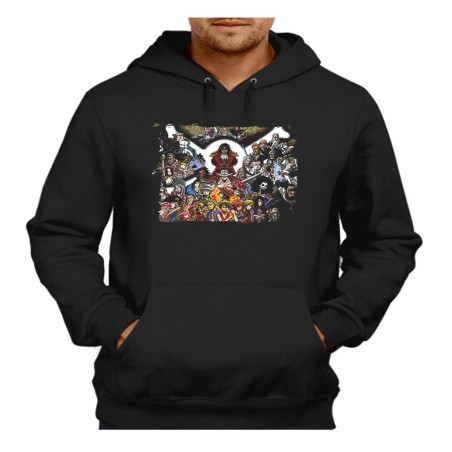 SUDADERA NEGRA CON CAPUCHA one piece todos gold d roger rey pirata piratas adulto poliester algodón personalizada