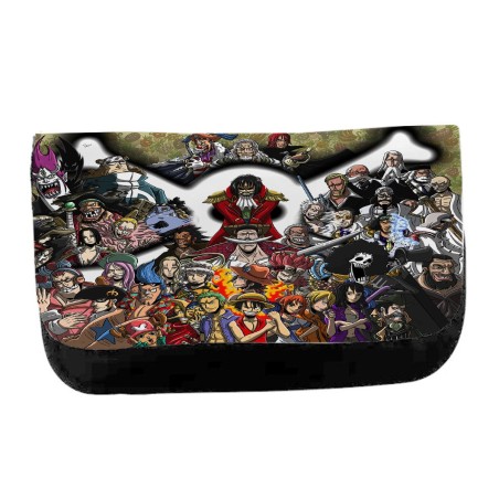 ESTUCHE NECESER DE LONA one piece todos gold d roger rey pirata piratas unisex negro monedero billetera