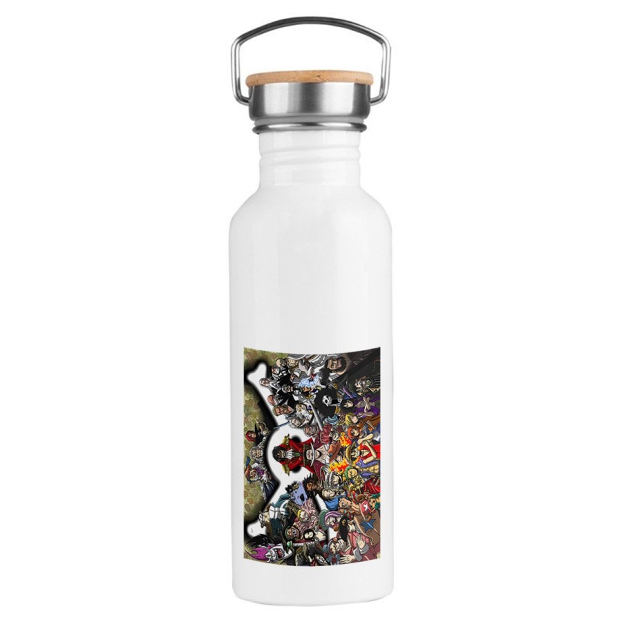 BIDON 750 ML ACERO INOXIDABLE ESTILO RETRO one piece todos gold d roger rey pirata piratas deporte deportivo botella