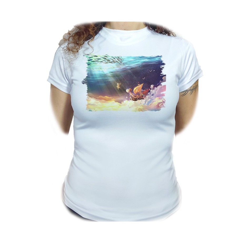 CAMISETA MUJER thousand sunny barco pirata mar one piece luffy moda personalizada