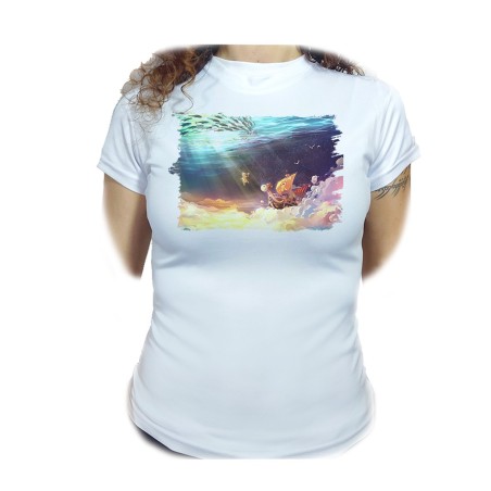 CAMISETA MUJER thousand sunny barco pirata mar one piece luffy moda personalizada
