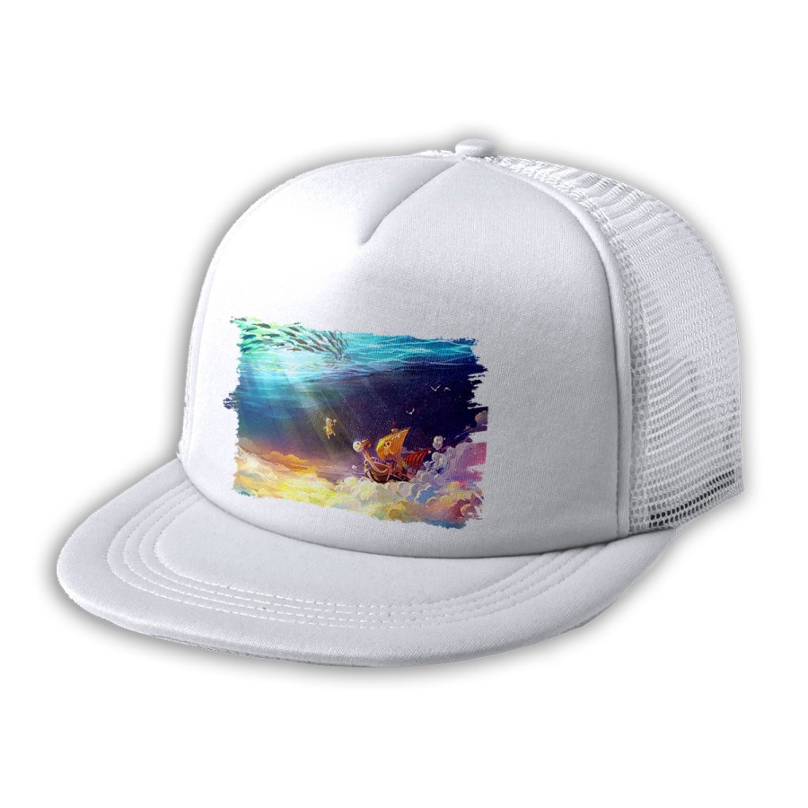 GORRA 5 PANELES REDECILLA TRASERA thousand sunny barco pirata mar one piece luffy estilo rapero