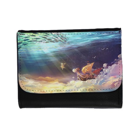 BILLETERA BILLETERO thousand sunny barco pirata mar one piece luffy unisex negro monedero