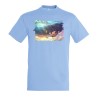CAMISETA AZUL CIELO thousand sunny barco pirata mar one piece luffy moda verano personalizada