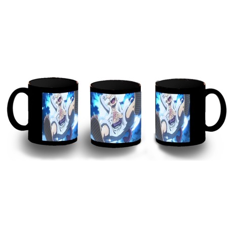 TAZA COMPLETAMENTE NEGRA one piece luffy nika gear 5 hito no mi pirata personalizada