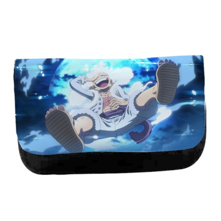 ESTUCHE NECESER DE LONA one piece luffy nika gear 5 hito no mi pirata unisex negro monedero billetera