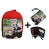 PACK MOCHILA ROJA Y ESTUCHE kimetsu no yaiba pilar viento Sanemi Shinazugawa temporada 4 material escolar