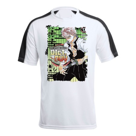 CAMISETA TÉCNICA FRANJA MANGAS NEGRA kimetsu no yaiba pilar viento Sanemi Shinazugawa temporada 4 personalizada