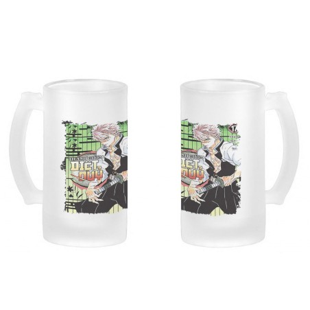 JARRA CERVEZA CRISTAL kimetsu no yaiba pilar viento Sanemi Shinazugawa temporada 4 esmerilada esmerilado 500ml