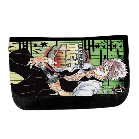 ESTUCHE NECESER DE LONA kimetsu no yaiba pilar viento Sanemi Shinazugawa temporada 4 unisex negro monedero billetera