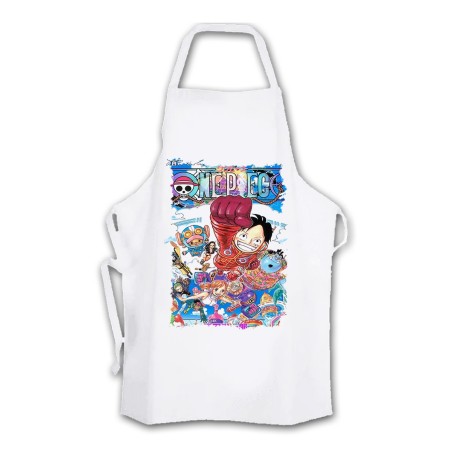 DELANTAL TALLA ADULTO one piece mugiwara temporada manga isla egghead cocina personalizado