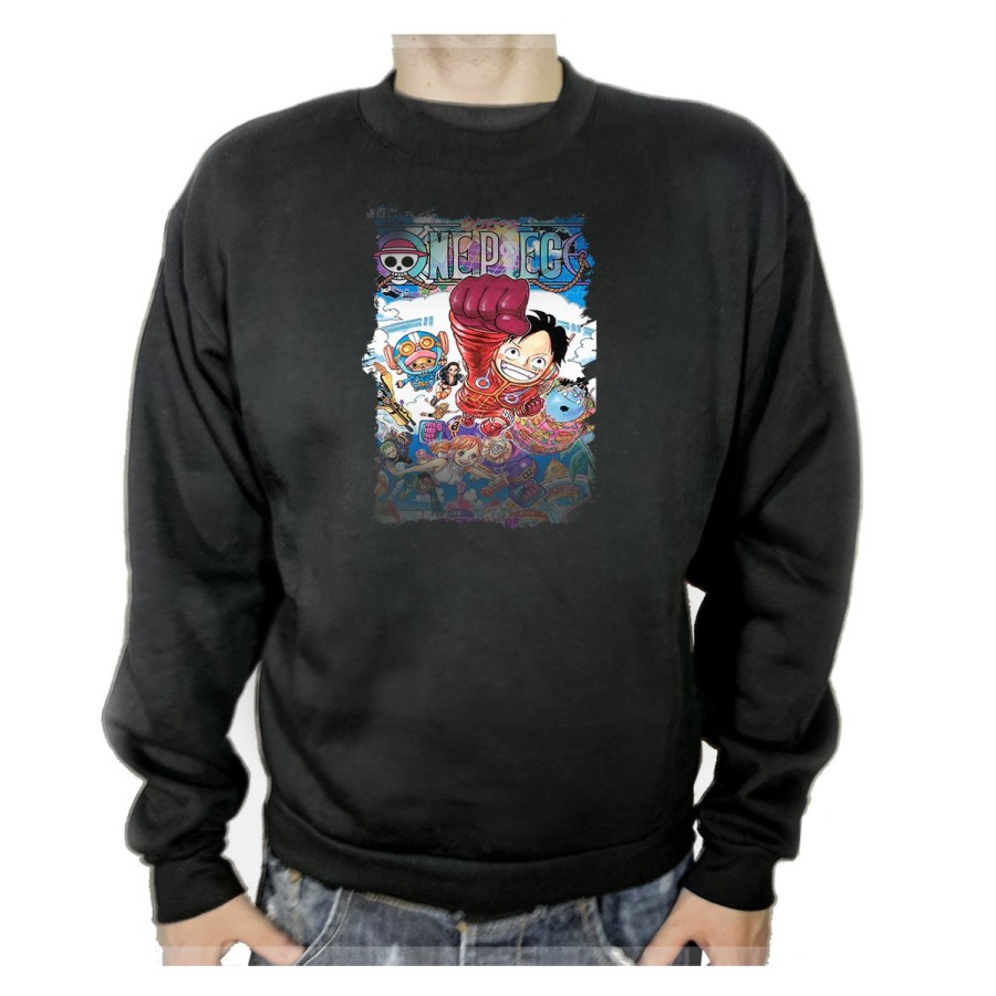 SUDADERA NEGRA one piece mugiwara temporada manga isla egghead adulto poliester algodón personalizada