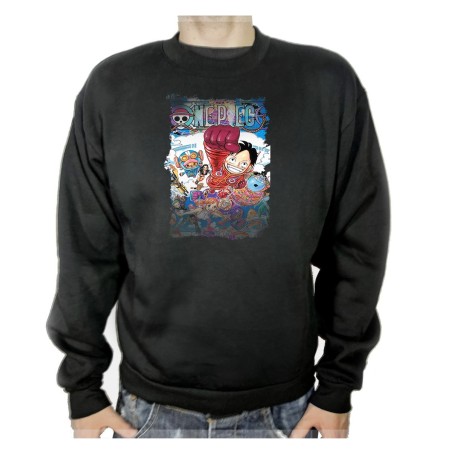 SUDADERA NEGRA one piece mugiwara temporada manga isla egghead adulto poliester algodón personalizada