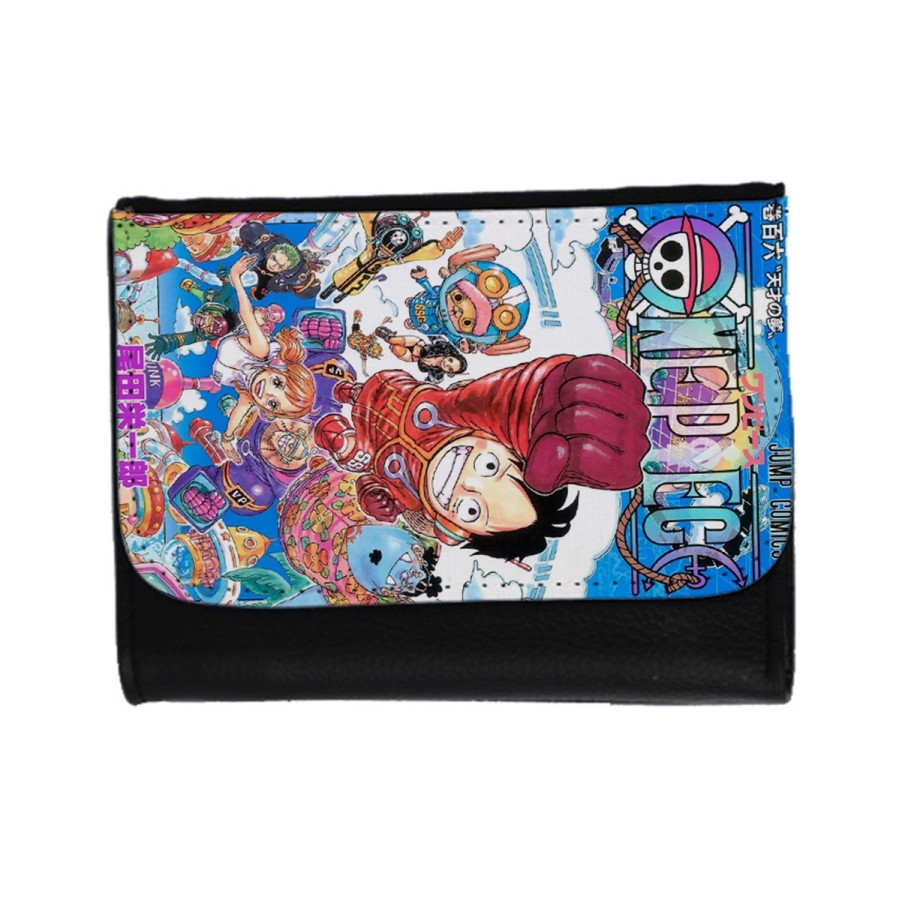 BILLETERA BILLETERO one piece mugiwara temporada manga isla egghead unisex negro monedero