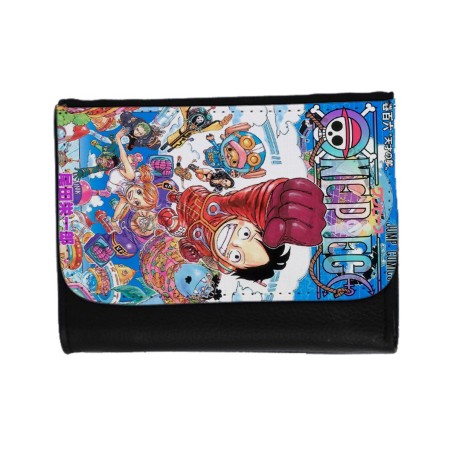 BILLETERA BILLETERO one piece mugiwara temporada manga isla egghead unisex negro monedero