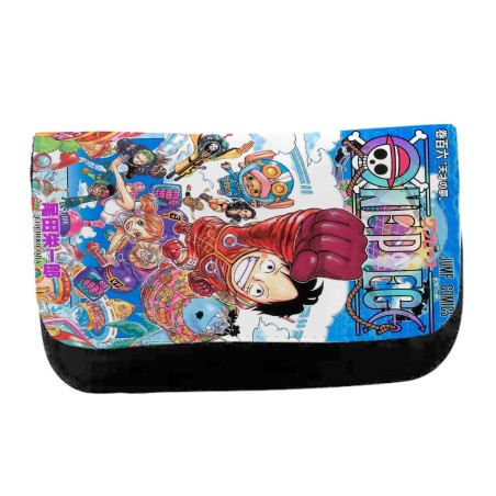 ESTUCHE NECESER DE LONA one piece mugiwara temporada manga isla egghead unisex negro monedero billetera