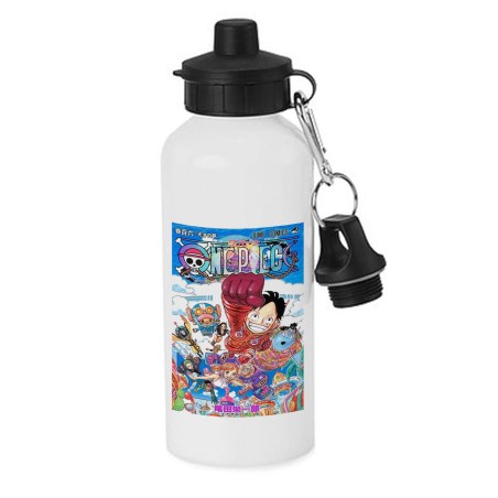 BIDON 600 ML ACERO INOXIDABLE CON CHUPON one piece mugiwara temporada manga isla egghead escolar deporte