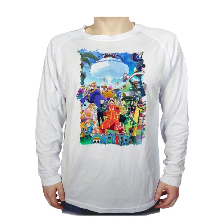 CAMISETA MANGA LARGA one piece temporada saga isla egghead futurista personalizada