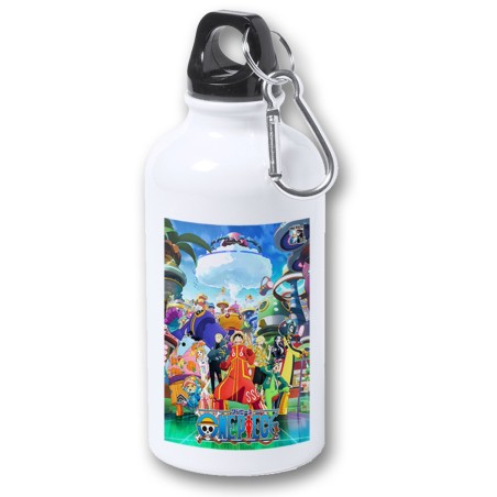 BIDON 400ML METALICO one piece temporada saga isla egghead futurista para viaje y deporte