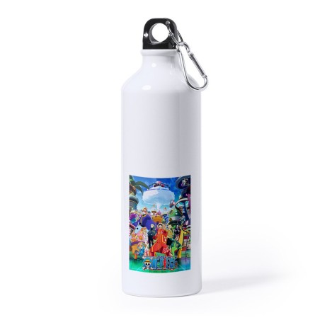 BIDON GRANDE 800 ML ACERO INOXIDABLE one piece temporada saga isla egghead futurista deporte deportivo mosqueton botella