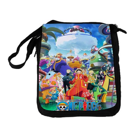 BANDOLERA REPORTERO MEDIANA BOLSO one piece temporada saga isla egghead futurista bolsa mochila hombro