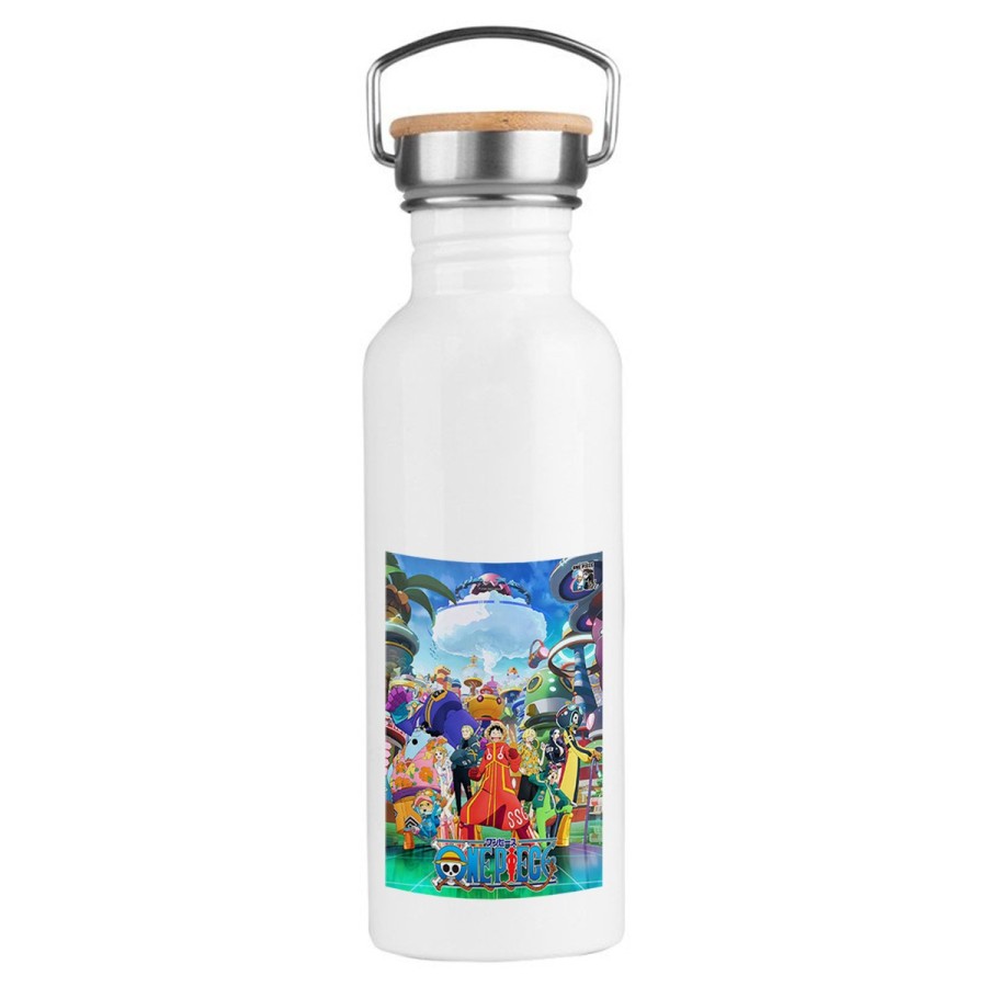 BIDON 750 ML ACERO INOXIDABLE ESTILO RETRO one piece temporada saga isla egghead futurista deporte deportivo botella