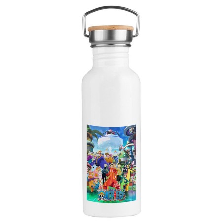 BIDON 750 ML ACERO INOXIDABLE ESTILO RETRO one piece temporada saga isla egghead futurista deporte deportivo botella