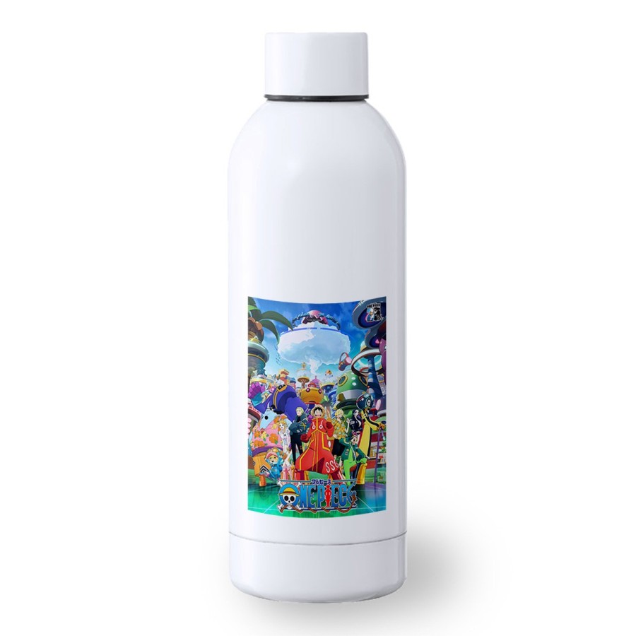 BIDON 500 ML ACERO INOXIDABLE one piece temporada saga isla egghead futurista deporte deportivo botella senderismo