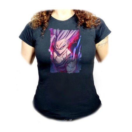CAMISETA NEGRA MUJER Gohan modo bestia pelicula dragon combate bola ssj oferta personalizada