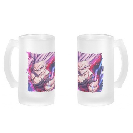 JARRA CERVEZA CRISTAL Gohan modo bestia pelicula dragon combate bola ssj esmerilada esmerilado 500ml
