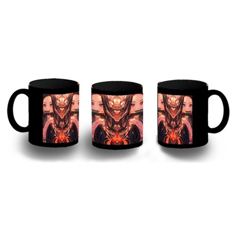TAZA COMPLETAMENTE NEGRA Nezuko Guardianes de la noche cazador demonios carmesi personalizada