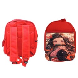 PACK MOCHILA ROJA Y ESTUCHE Nezuko Guardianes de la noche cazador demonios carmesi material escolar