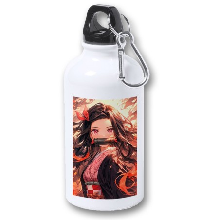 BIDON 400ML METALICO Nezuko Guardianes de la noche cazador demonios carmesi para viaje y deporte