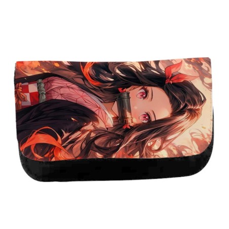 ESTUCHE NECESER DE LONA Nezuko Guardianes de la noche cazador demonios carmesi unisex negro monedero billetera