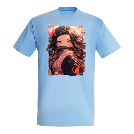 CAMISETA AZUL CIELO Nezuko Guardianes de la noche cazador demonios carmesi moda verano personalizada