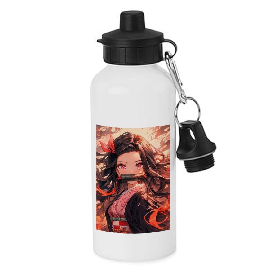 BIDON 600 ML ACERO INOXIDABLE CON CHUPON Nezuko Guardianes de la noche cazador demonios carmesi escolar deporte bicicleta