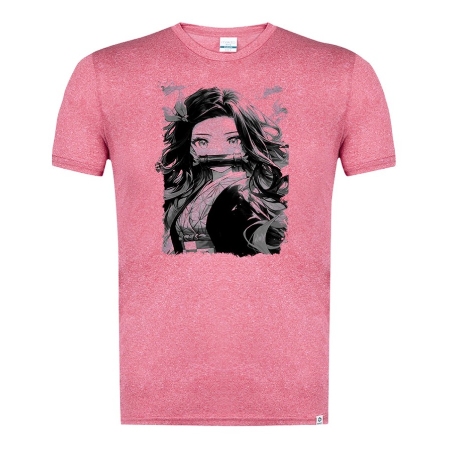 CAMISETA ROJA MEZCLA CON IMAGEN EN TONALIDADES NEGRAS Nezuko Guardianes de la noche cazador demonios carmesi tshirt
