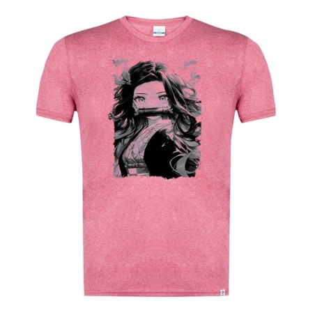 CAMISETA ROJA MEZCLA CON IMAGEN EN TONALIDADES NEGRAS Nezuko Guardianes de la noche cazador demonios carmesi tshirt