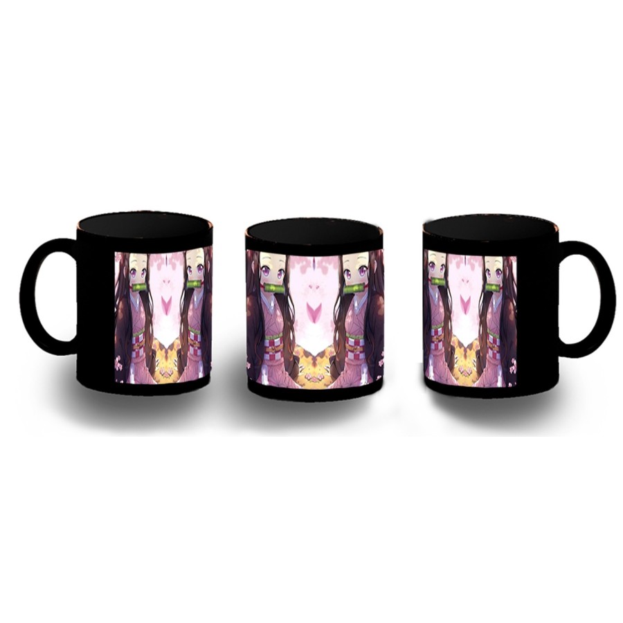 TAZA COMPLETAMENTE NEGRA kimetsu no yaiba nezuko cazador demonios carmesi personalizada