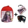 PACK MOCHILA ROJA Y ESTUCHE kimetsu no yaiba nezuko cazador demonios carmesi material escolar