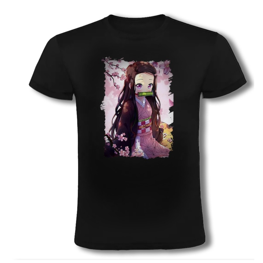 CAMISETA NEGRA kimetsu no yaiba nezuko cazador demonios carmesi moda verano personalizada