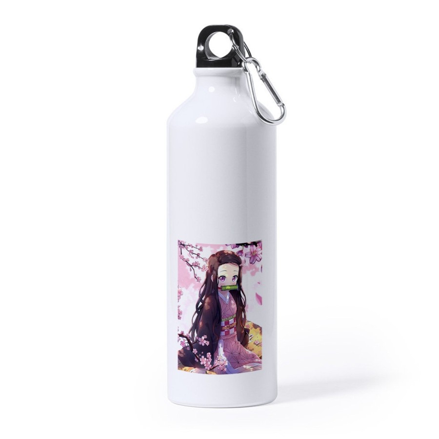 BIDON GRANDE 800 ML ACERO INOXIDABLE kimetsu no yaiba nezuko cazador demonios carmesi deporte deportivo mosqueton botella