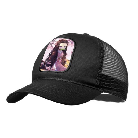 GORRA NEGRA CON REJILLA kimetsu no yaiba nezuko cazador demonios carmesi moda deporte