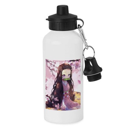 BIDON 600 ML ACERO INOXIDABLE CON CHUPON kimetsu no yaiba nezuko cazador demonios carmesi escolar deporte bicicleta