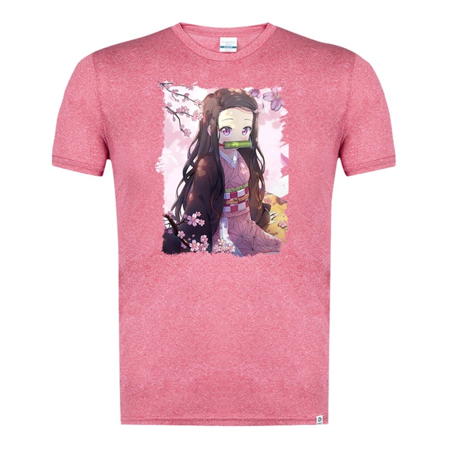 CAMISETA ROJA MEZCLA kimetsu no yaiba nezuko cazador demonios carmesi moda verano tshirt