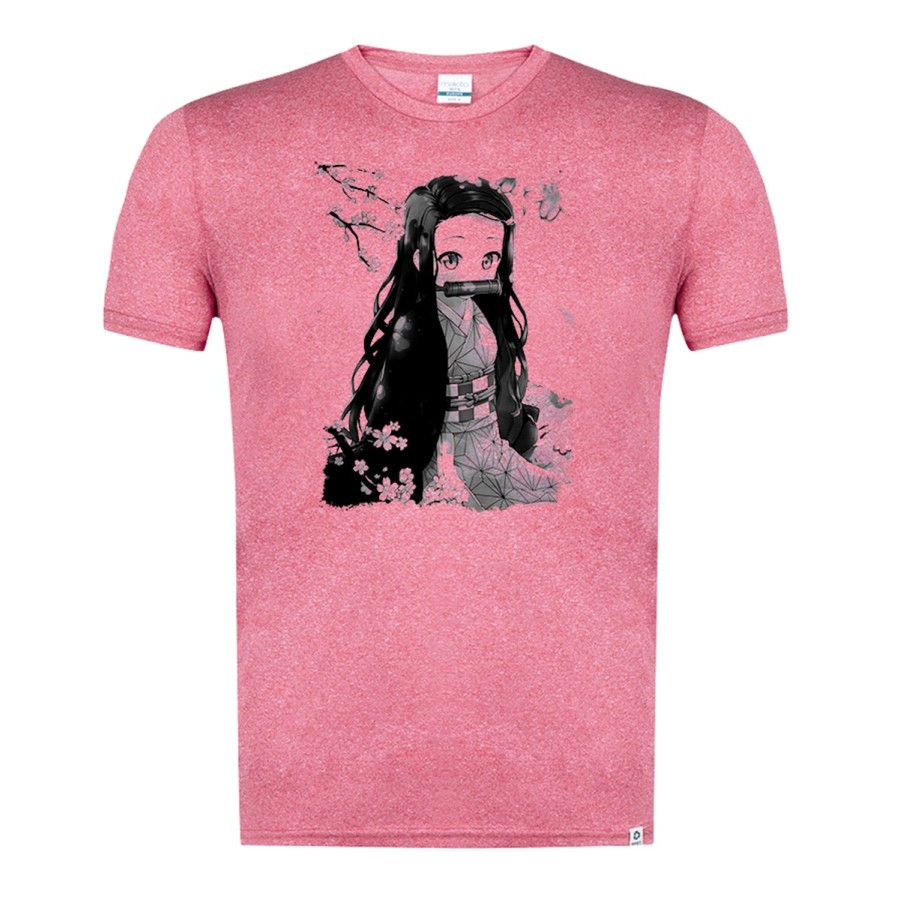 CAMISETA ROJA MEZCLA CON IMAGEN EN TONALIDADES NEGRAS kimetsu no yaiba nezuko cazador demonios carmesi tshirt